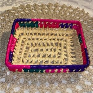 Vintage Colorful Woven Basket.